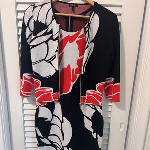 Escada Red and Black Floral (Jacket & Dress) set of 2